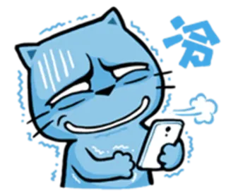 🙀 Katze, Cartoon, Handy, Emoji, Gesichtsausdruck, Blau, Sticker whatsapp sticker
