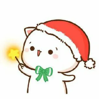 🍓 kucing, natal, topi santa, imut, kartun, berkilau, pita whatsapp sticker
