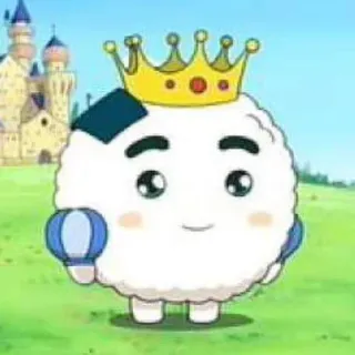 🍙 오니기리, 주먹밥, 왕, 왕관, 귀여운, 만화 telegram sticker