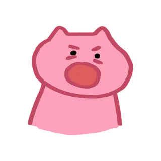 😦 rosa, animal, dibujo animado, enojado, furioso, molesto, dibujo telegram sticker