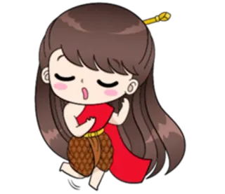 😯 desenho animado, personagem, tailandês, roupa tradicional, fofo telegram sticker