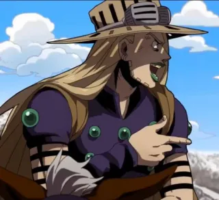 😛 Gyro Zeppeli JoJo's Bizarre Adventure Anime, Charakter, Hut, Zeigen, Gyro, Zeppeli telegram sticker