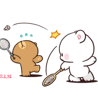 🏸 orsi, badminton, sport, carino, cartoni animati telegram sticker