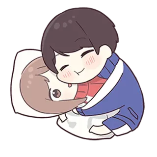 💙 カップル, 愛, ハグ, 愛情, 漫画 telegram sticker