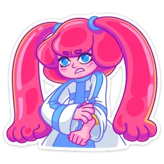 😡 fille, cheveux roses, dessin animé, autocollant, irrité(e), agacé(e) whatsapp sticker