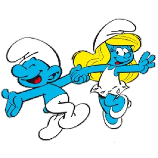 💃 Smurfette The Smurfs เดอะสเมิร์ฟส์, การ์ตูน, สมิร์ฟเฟ็ต, ปาป้าสเมิร์ฟ, มีความสุข whatsapp sticker
