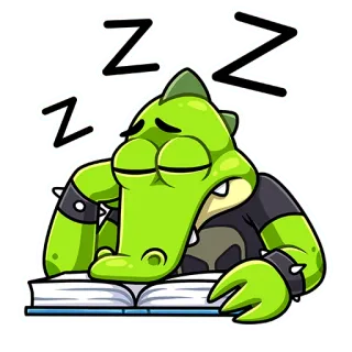💤 ZZZ crocodilo, dormindo, cansado, desenho animado, animal, livro telegram sticker