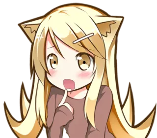 😳 Anime Mädchen, Chibi, Niedlich, Blonde Haare, Katzenohren telegram sticker
