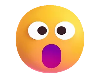 😮 อีโมจิ, ตกใจ, ประหลาดใจ, สีหน้า, หน้า, สีเหลือง, การ์ตูน telegram sticker