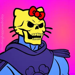 😁 Skeletor hello kitty, cartoon, mashup, skeletor, crossover whatsapp sticker