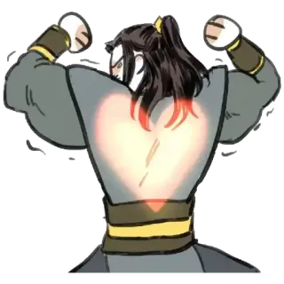 💪 cartoon, character, heart, back telegram sticker