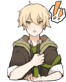 ‼️ Anime, Chico, Personaje, Impactado, Exclamación telegram sticker