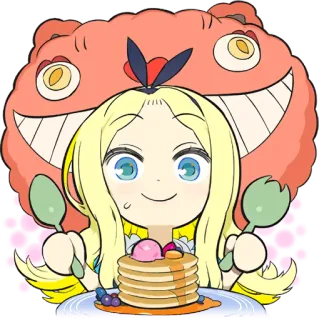 😏 煎饼, 甜点, 卡通, 角色, 卡哇伊, 可爱, 食物, 插画 whatsapp sticker
