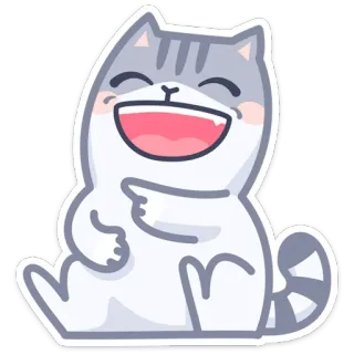😅 gato, rindo, feliz, desenho animado, adesivo, cinza, animal whatsapp sticker