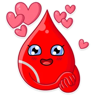 ❤ blood drop, cartoon, hearts, cute, red, kawaii, sticker telegram sticker
