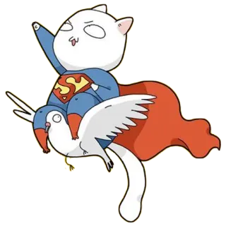 🙂 gato, superman, pássaro, desenho animado, adesivo, engraçado whatsapp sticker