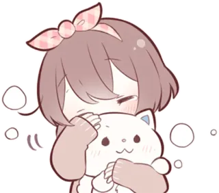 😪 аниме, милый, девушка, кошка, каваий, стикер telegram sticker