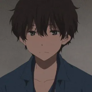 💙 Anime, Chłopak, Brązowe włosy, Męski, Postać telegram sticker