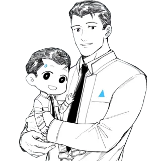 ✋ Connor Detroit: Become Human android, character, fanart, game, android, male telegram sticker