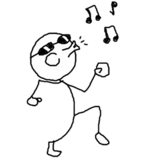 😌 stick figure, music, dancing, sunglasses, cool telegram sticker
