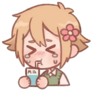 😢 MILK Anime, Płacz, Mleko, Słodkie, Kawaii, Emocjonalny telegram sticker