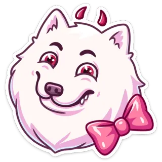 😈 cachorro, desenho animado, adesivo, animal de estimação, fofo, animal, laço telegram sticker