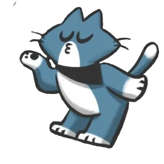 😘 gato, dibujos animados, pegatina, animal, lindo, azul, kawaii telegram sticker
