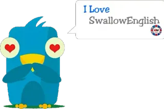 💜 I Love SwallowEnglish pássaro, amor, inglês, idioma, desenho animado telegram sticker