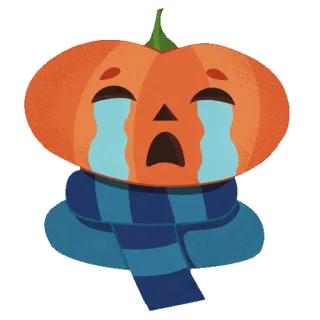 😭 zucca, piangere, triste, sciarpa, Halloween, emozioni telegram sticker