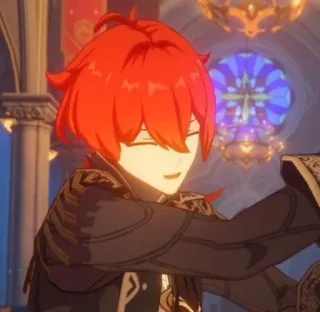 🌟 Diluc Genshin Impact Anime, Rambut Merah, Video Game, Genshin Impact, Diluc whatsapp sticker