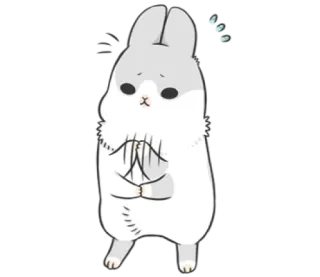😐 lapin, lapinou, mignon, animal, triste, gris, blanc, duveteux telegram sticker