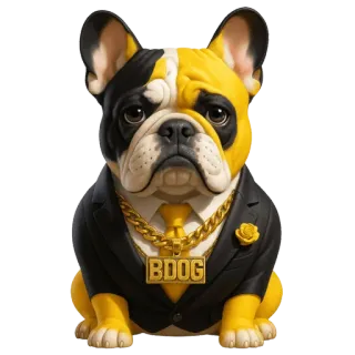 😐 BDOG Hund, Französische Bulldogge, Anzug, Goldkette, Business, Tier, Haustier telegram sticker