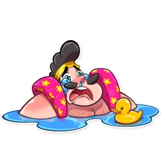 😭 울음, 수영장, 만화, 슬픈, 오리, 수영 telegram sticker