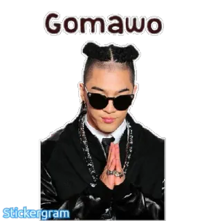 🙏 Gomawo coreano, grazie, saluto, persona, occhiali da sole whatsapp sticker