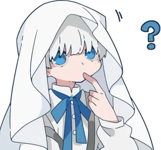 ❔ Anime, Personaje, Signo de interrogación, Pensando, Lindo, Dibujos animados telegram sticker