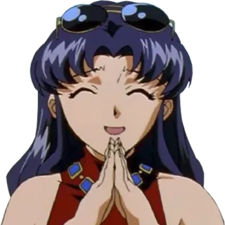 😌 Misato Katsuragi Neon Genesis Evangelion anime, character, smile, misato, evangelion, glasses telegram sticker