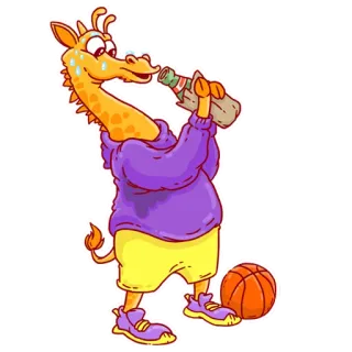🥵 жираф, животное, баскетбол, мультфильм, спорт, пить whatsapp sticker