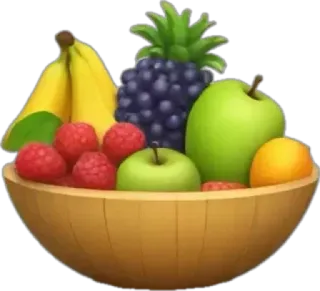 🤩 Obst, Schüssel, Banane, Apfel, Beeren, Gesund, Essen, Stillleben telegram sticker
