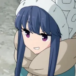 😏 Rin Shima Laid-Back Camp Anime, Desenho animado, Personagem, Feminino, Chapéu, Laid-Back Camp, Rin Shima telegram sticker