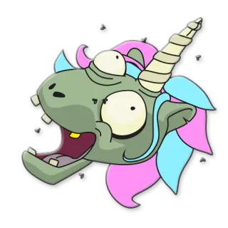 😆 cartoon, unicorn, monster, zombie, fantasy, creature, funny whatsapp sticker