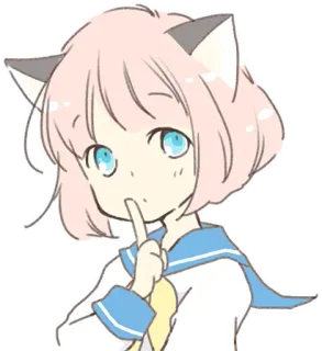 🤫 garota anime, orelhas de gato, kawaii, fofa, mangá, cabelo rosa telegram sticker