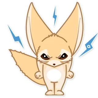 😤 Fennec, Cartone animato, Animale, Adesivo, Fulmine, Arrabbiato, Carino telegram sticker