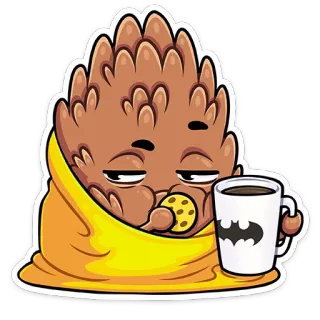 🍪 мультик, персонаж, печенье, кофе, бэтмен, милый telegram sticker
