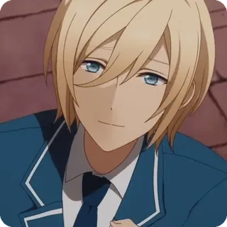 🧽 anime, blond, blauwe ogen, portret, mannelijk telegram sticker