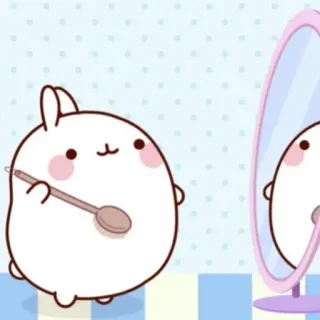 🌟 cute, bunny, molang, mirror, kawaii, spoon telegram sticker