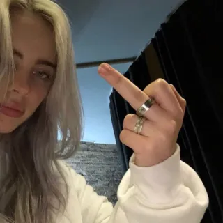 💖 Billie Eilish 竖中指, 歌手, 名人, 比莉·艾利什, 冒犯手势 telegram sticker