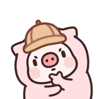 🤔 豚, かわいい, 動物, 漫画, 帽子, ピンク telegram sticker