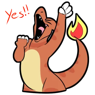 👌 Charmander Pokemon Yes!! pokemon, charmander, sim, celebração, fogo telegram sticker