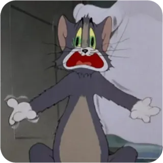😴 Tom Cat Tom and Jerry cartoon, cat, scared, shocked, surprise whatsapp sticker