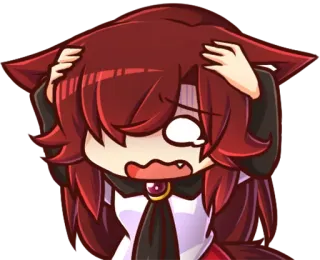 😰 애니메이션, 만화, 만화, 고뇌, 좌절, 치비, 빨간 머리 telegram sticker
